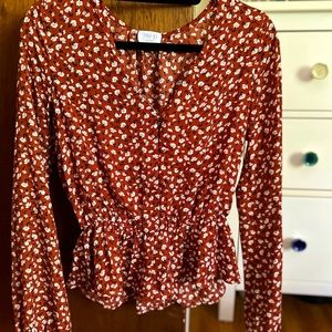 Women’s fall long sleeve blouse floral